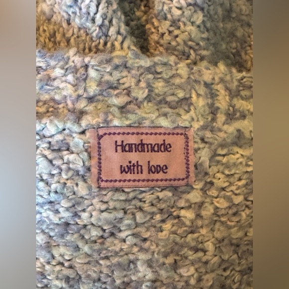 Handmade Blue Textured Knit Cottagecore Grandmacore Sweater 20”Ptp - Picture 8 of 8